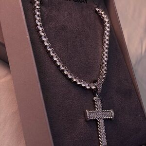 Elegant Silver Cross Pendant Necklace